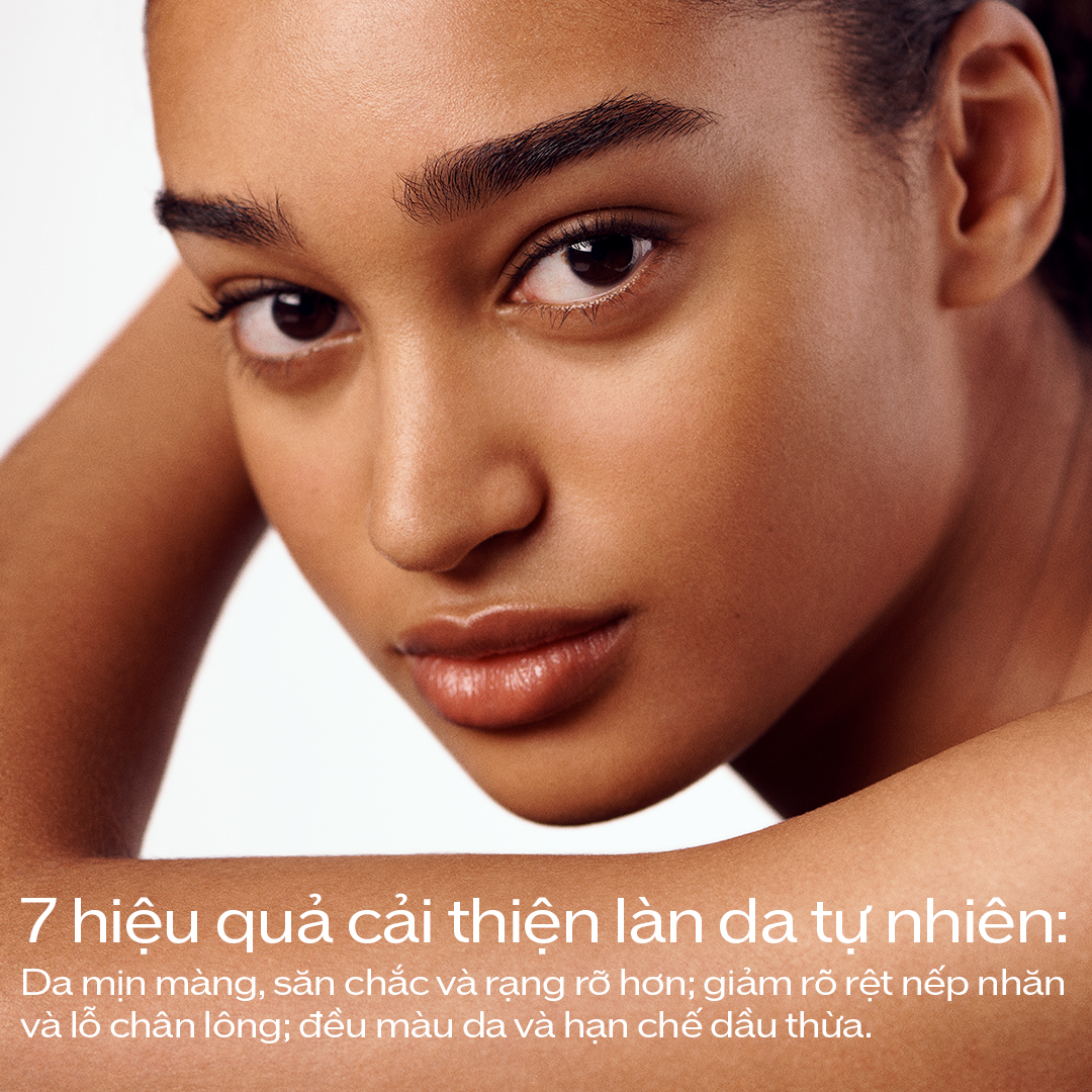 7 bare skin improvements: Smoother, firmer and brighter skin with visibly less wrinkles, less pores, more even skin tone and less excess sebum