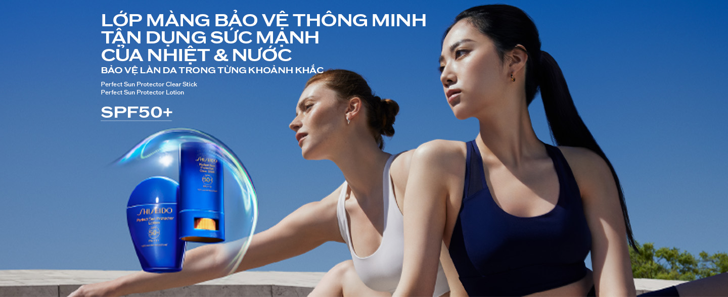 PROTECTION VEIL POWERED BY HEAT AND WATER FOR EVERY MOMENT UNDER THE SUN. Perfect Sun Protector Clear Stick / Perfect Sun Protector Lotion. SPF50+